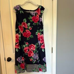 Elegant Blue and Red Midi Dress